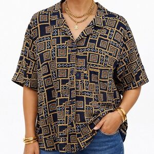 Ship n Shore Vintage 90s Women's Button Up Short‎ Sleeve Blouse Shirt Size 20